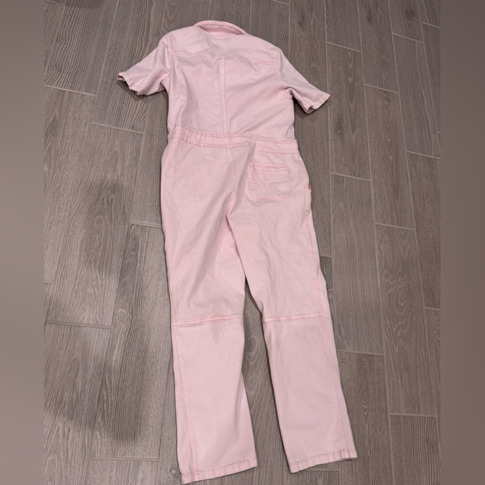 FAHERTY Light Pink Organic Cotton Denim Coveralls Jumpsuit Size Small GUC - Picture 6 of 8